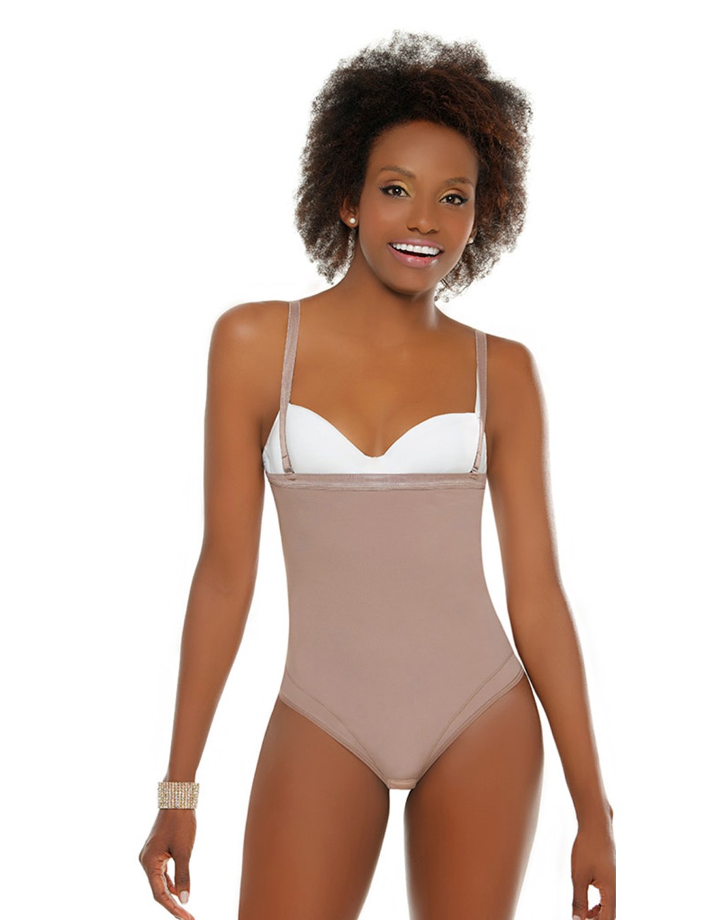 Fajas moldeadoras para mujer con control de abdomen, moldeador de cuerpo  completo, sin costuras, sin espalda, body de tanga (color marrón 1, talla:  S)