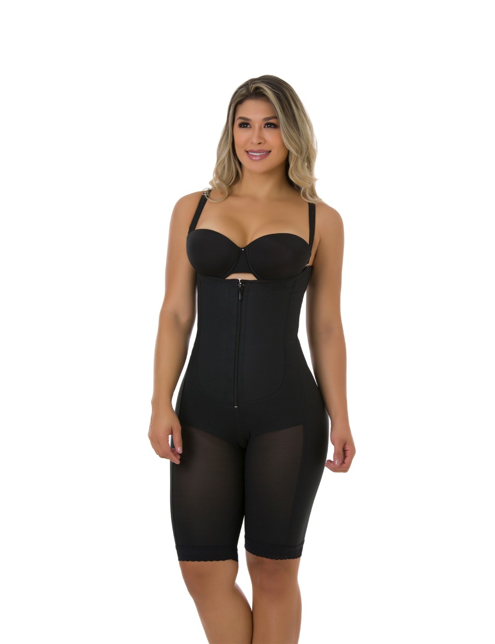 Fajas Colombianas Body Shaper Girdle With Front Zipper, Covered Back, Free  Breasts, Butt Lifting size M Color Black
