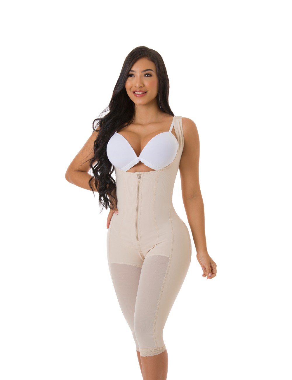 Midsection Side Zipper Body Shaper with Adjustable Straps