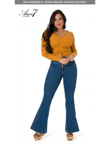 Women's Plus Size Stylish Bell Bottom Jeans Button High Waist Boot