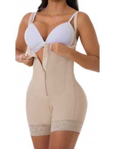 Womens Body Shaper Butt Lifter Tummy Control Waist Shapewear Crotchless  Slimming Bodysuit with Zipper Powernet Thigh Slimmer