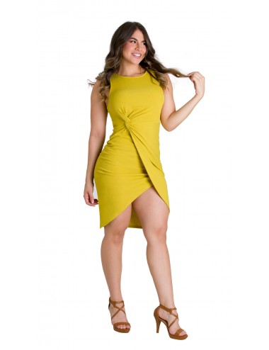 ASYOU ruched bust hanky hem eyelet mini dress in yellow